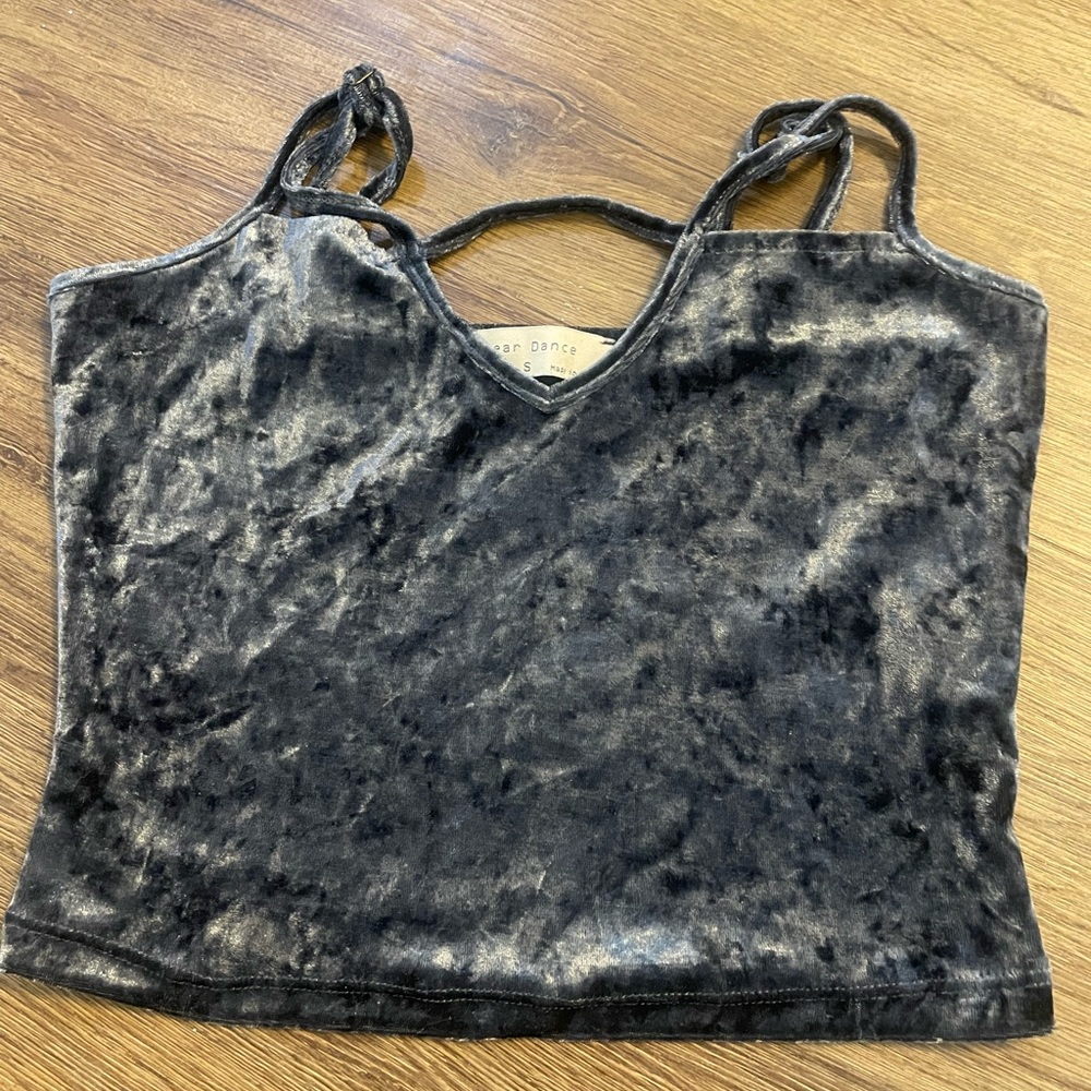 Velvet crop top with adjustable straps